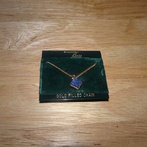 Vtg. Kenco G.F. Blue Stone Pendant Necklace